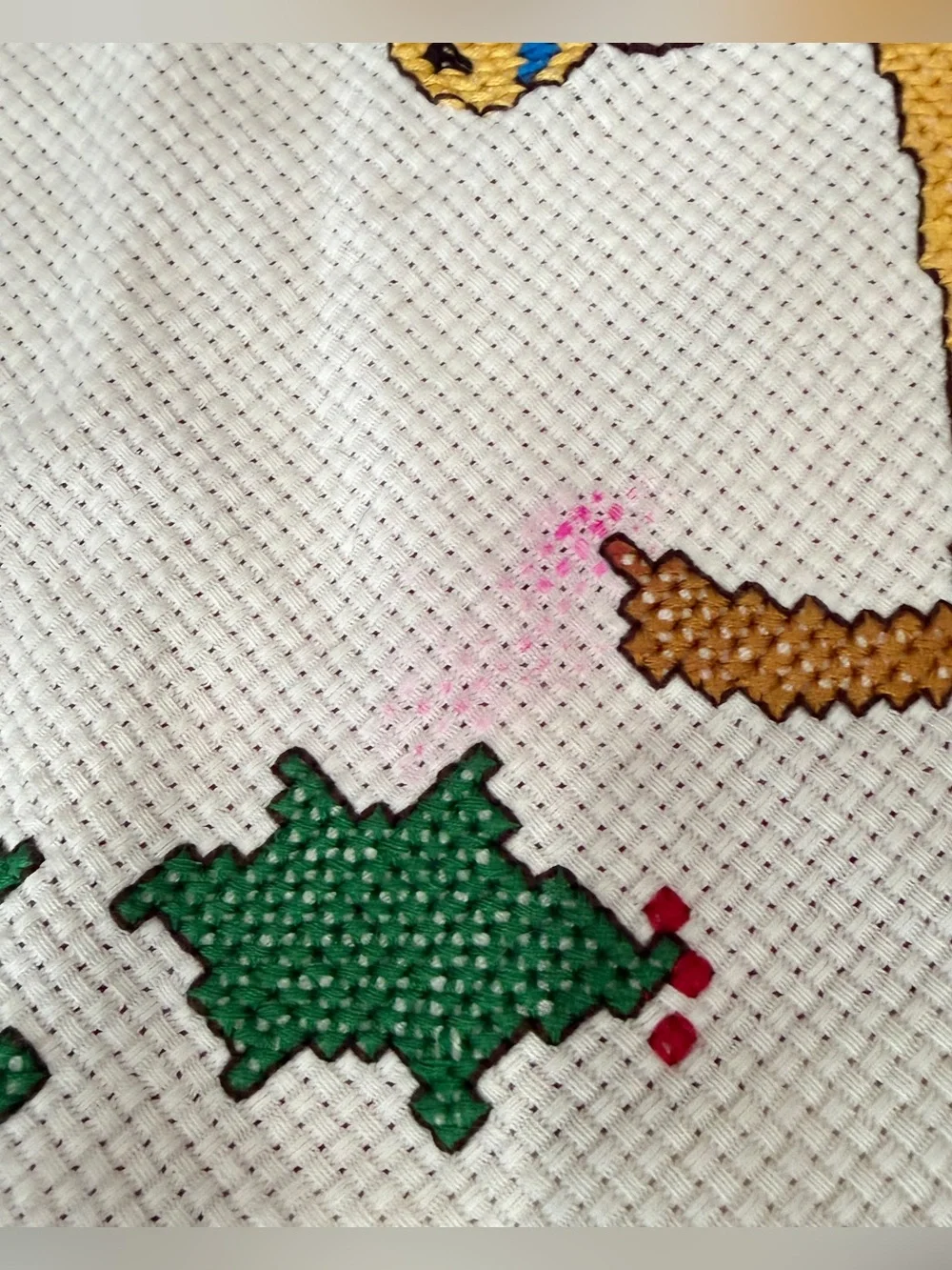 Janlynn Completed Christmas Cross Stitch Tree Skirt Trio Of Teddies 1989